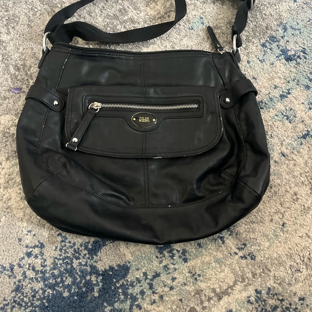 Tyler Rodan Black Shoulder Bag with Adjustable Strap